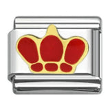 Stainless Steel 9mm Shiny Red Crown Link for Italian Charm Bracelet