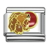 Stainless Steel 9mm Shiny 'Roaring Lion and Red Sun' Link for Italian Charm Bracelet