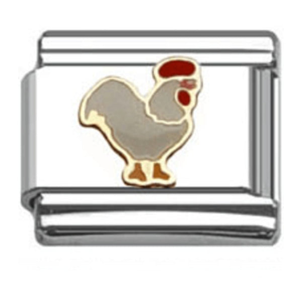 Stainless Steel 9mm Shiny 'Rooster / Hen' Link for Italian Charm Bracelet