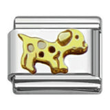 Stainless Steel 9mm Shiny 'Spotty Dalmatian Dog' Link for Italian Charm Bracelet