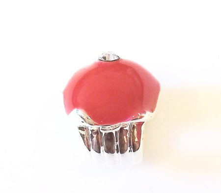 Silver Plated Red Cherries Drop Charm