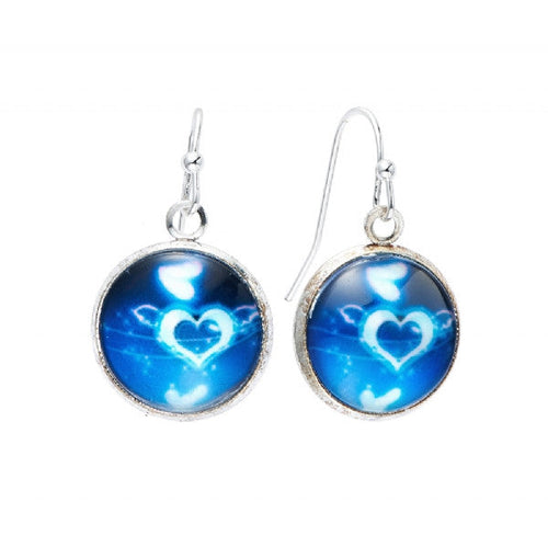 Blue Heart Print Earrings