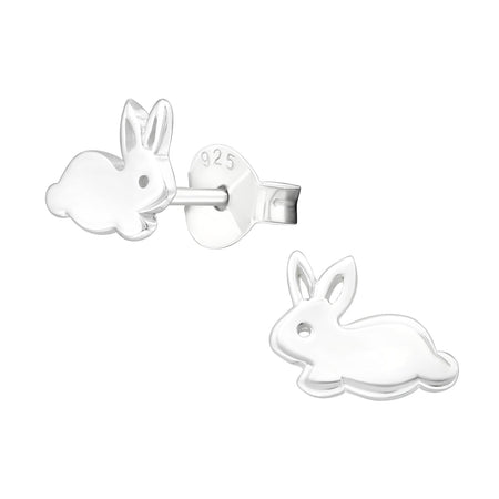 Adult's/Teen's Sterling Silver 'Pink Crystal with Bunny Rabbit Ears' Easter Stud Earrings
