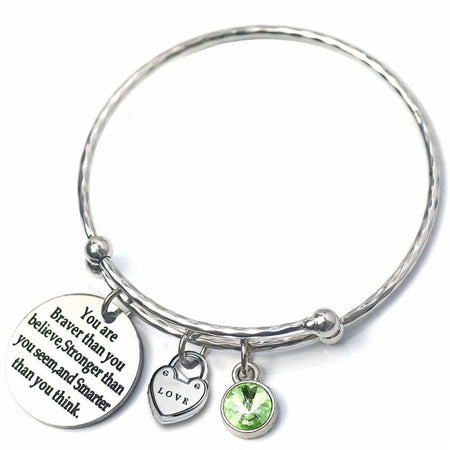 Adults/Teenagers 'September Birthstone with Inspirational Quote' Adjustable Bangle