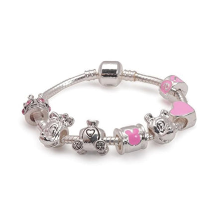 Children's Pink 'Fairytale Princess' Silver Plated Charm Bead Bracelet