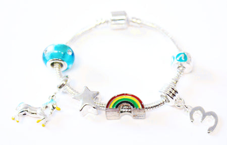 Children's Adjustable 'Blue Unicorn with Flower' Wish Bracelet / Friendship Bracelet