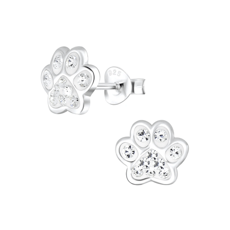 Children's Sterling Silver 'Pink and Clear Sparkle Butterfly' Crystal Stud Earrings