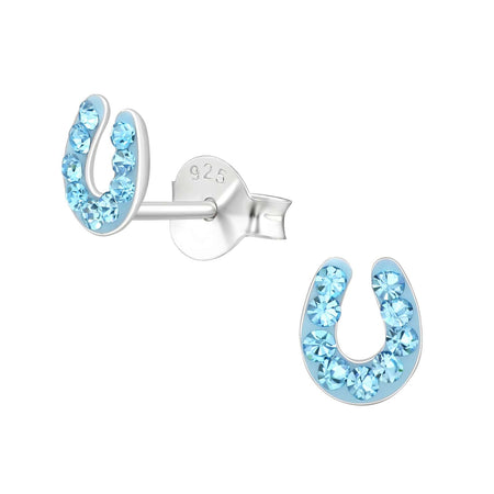 Children's Sterling Silver Blue Glitter Shell Stud Earrings
