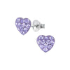 Children's Sterling Silver 'Violet Purple Dazzle Crystal Heart' Stud Earrings