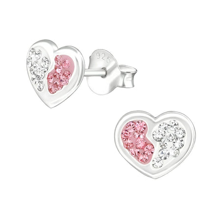 Children's Sterling Silver 'Pink Sparkle Horseshoe' Crystal Stud Earrings