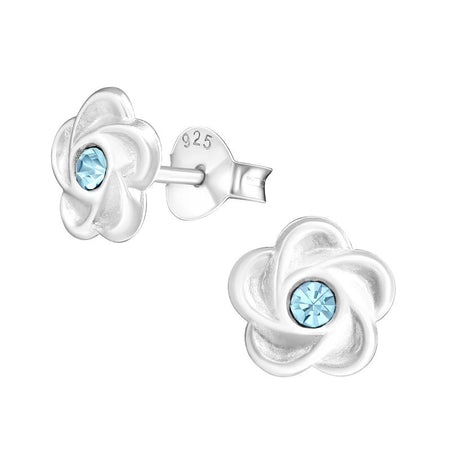 Children's Sterling Silver 'Crystal Flower' Hoop Earrings