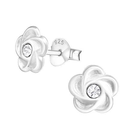 Children's Sterling Silver 'January Birthstone Solid Flower' Stud Earrings