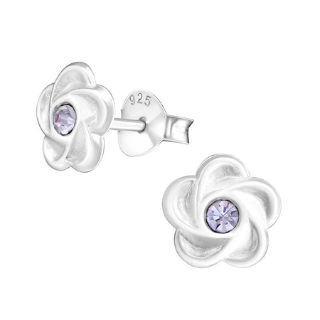 Children's Sterling Silver 'Light Purple Flower' Stud Earrings