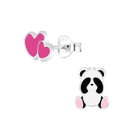 Children's Sterling Silver 'Pink and Multicoloured Crystal Paw' Screw Back Stud Earrings