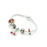 Teenager's/Children's 'Roses are Red' Silver Plated Charm Bead Bracelet