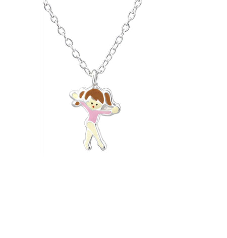 Children's Sterling Silver Gymnastics Girl Pendant Necklace