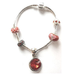 Adult's 'March Birthstone' Aqua Coloured Crystal Silver Plated Charm Bead Bracelet