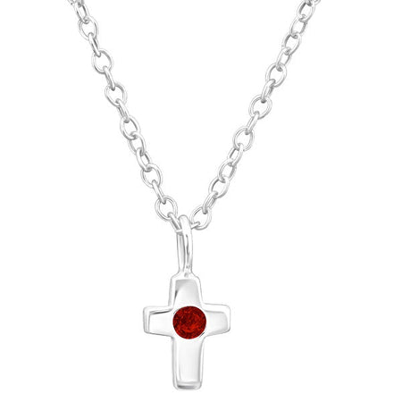 Children's Sterling Silver Diamante Crystal Cross Necklace