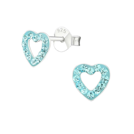 Children's Sterling Silver 'Sapphire Blue Crystal Love Heart' Stud Earrings
