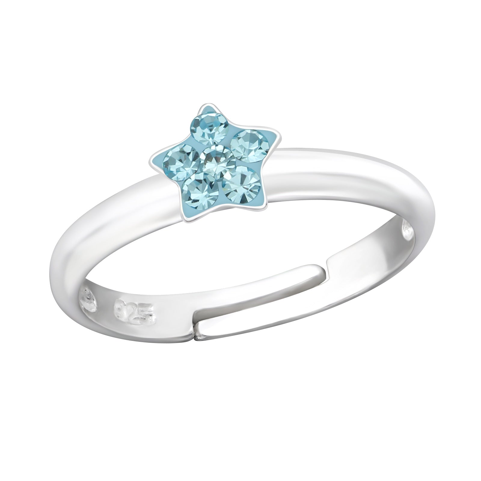 Children's Sterling Silver Adjustable Blue Diamante Star Ring – Liberty ...