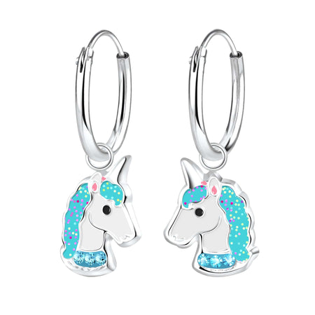 Children's Sterling Silver Royal Blue Hoop Earrings