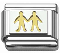 Stainless Steel 9mm Shiny Link with Boy and Girl for Italian Charm Bracelet