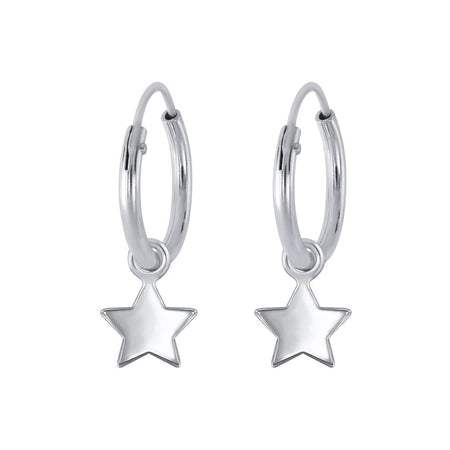 Children's Sterling Silver 'Christmas Tree with Red Baubles' Hoop Earrings