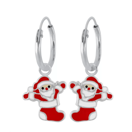 Children's Sterling Silver Penguin Hoop Earrings