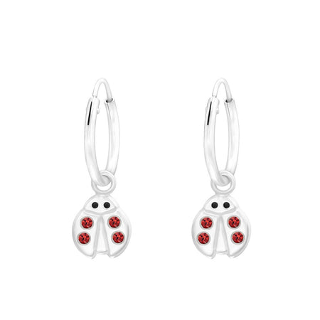 Children's Sterling Silver Diamante Ladybird Stud Earrings