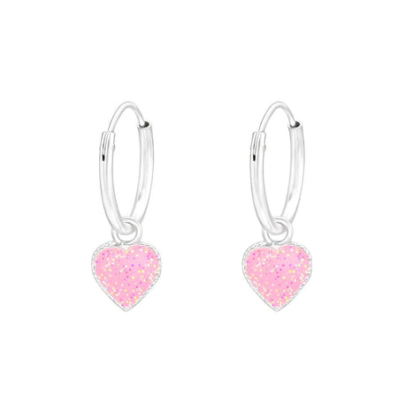 Children's Sterling Silver 'Pink Diamante Crystal Ball' Hoop Earrings