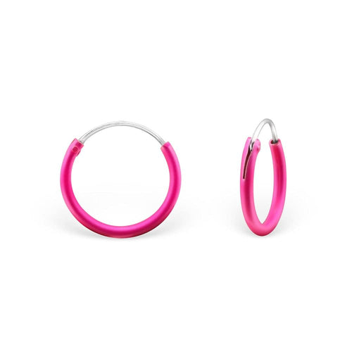 Children's Sterling Silver Neon Pink Hoop Earrings