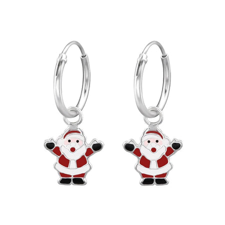 Children's Sterling Silver Christmas Teddy Bear Hoop Earrings