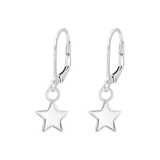 Children's Sterling Silver Star Lever Back Earrings