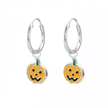 Children's Sterling Silver Halloween Smiling Pumpkin Stud Earrings