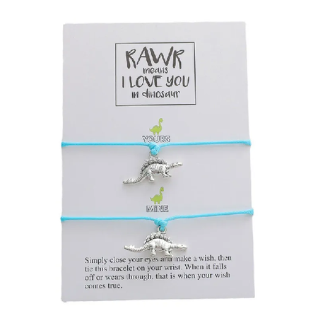 Adjustable Mother and Daughter Heart Wish Bracelets with Presentation Card - Turquoise