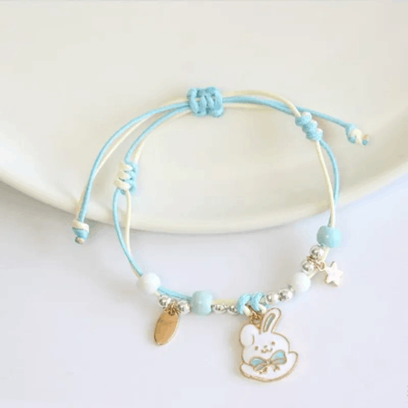 Children's Adjustable 'Blue Fish' Wish Bracelet / Friendship Bracelet -Beige