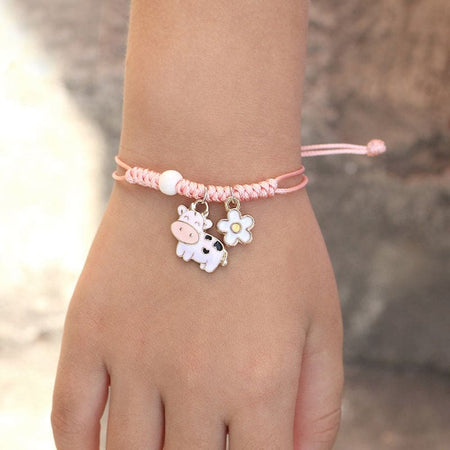 Children's Adjustable Pink 'Happy Bunny Rabbit' Wish Bracelet / Friendship Bracelet