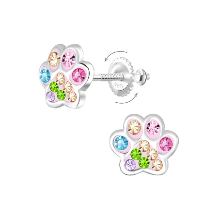 Children's Sterling Silver 'Crystal Puppy Dog' Stud Earrings