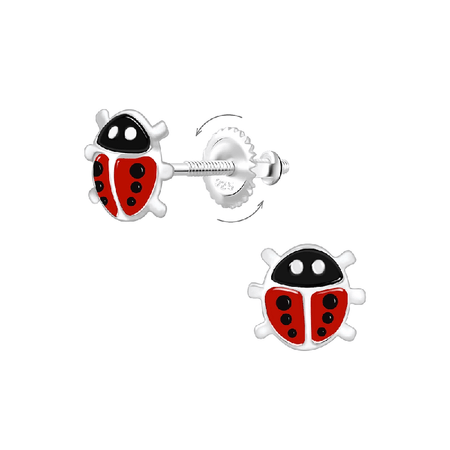 Children's Sterling Silver 'Red Ladybird' Stud Earrings
