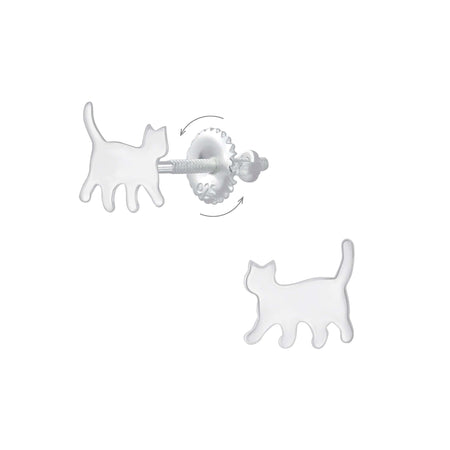 Children's Sterling Silver Halloween Cat Stud Earrings