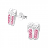 Sterling silver pink diamante ballet shoes earrings