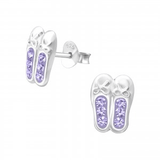 Sterling silver purple diamante earring studs 