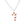 Children's Sterling Silver Christmas Candy Cane Pendant Necklace