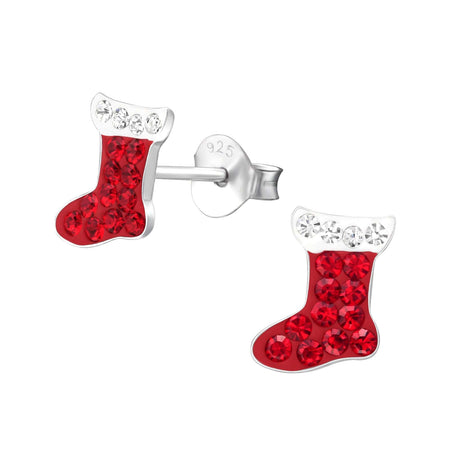 Children's Sterling Silver Christmas Red Nosed Reindeer Stud Earrings