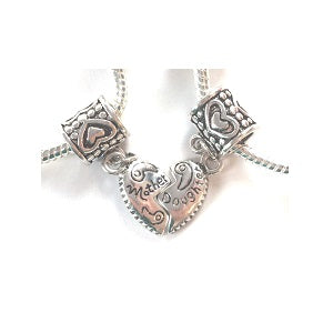 Adult's 'Daughter Half Heart Pink Sparkle' Silver Plated Charm Bracelet