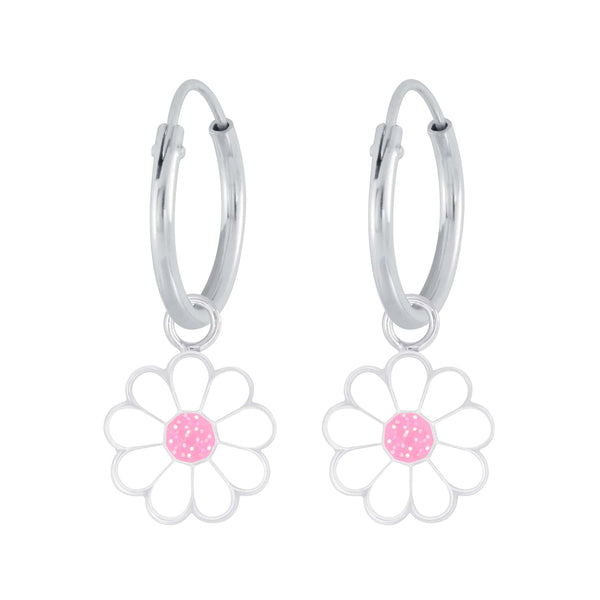Children's Sterling Silver 'Daisy Flower' Hoop Earrings