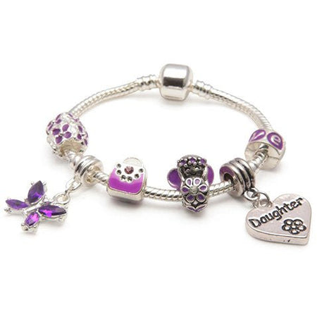 Children's Big Sister 'Purple Fairy Dream' Silver Plated Charm Bead Bracelet