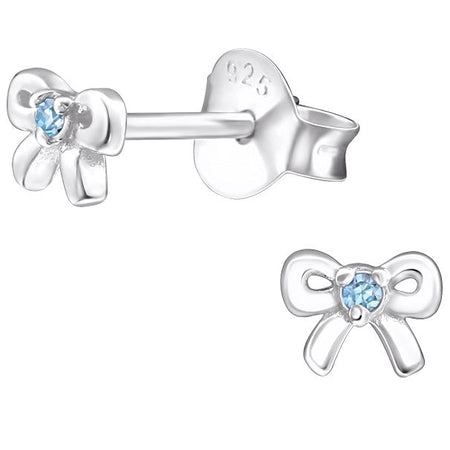 Children's Sterling Silver 'Aqua Blue Sparkle Paw' Crystal Stud Earrings