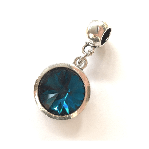 'Electric Blue Diamante' Bead With Silver Plated Core