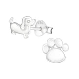 Children's Sterling Silver 'Dog and Paw' Stud Earrings